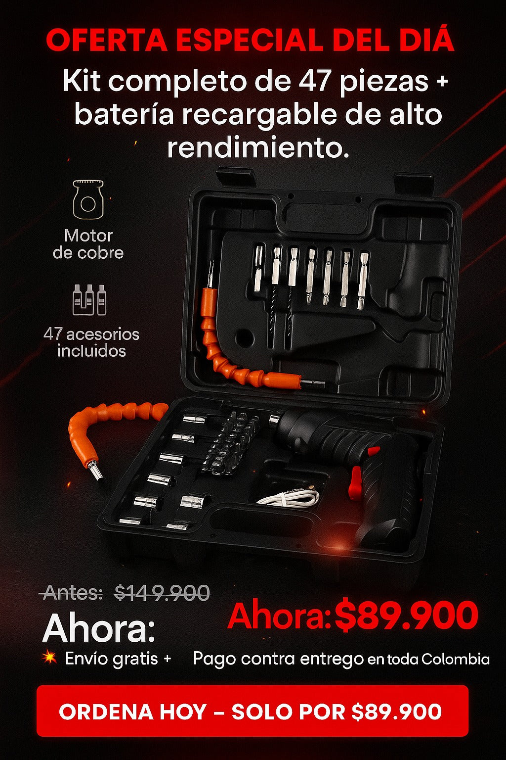 Juego Herramienta Luz Led